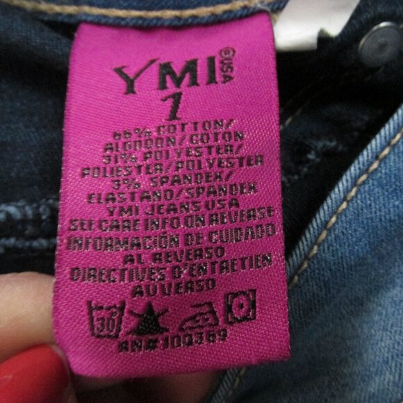 YMI Wanna Betta Butt Jean Skirt Womens‎ Size 1 Blue Button Up Denim Juniors - Picture 3 of 6